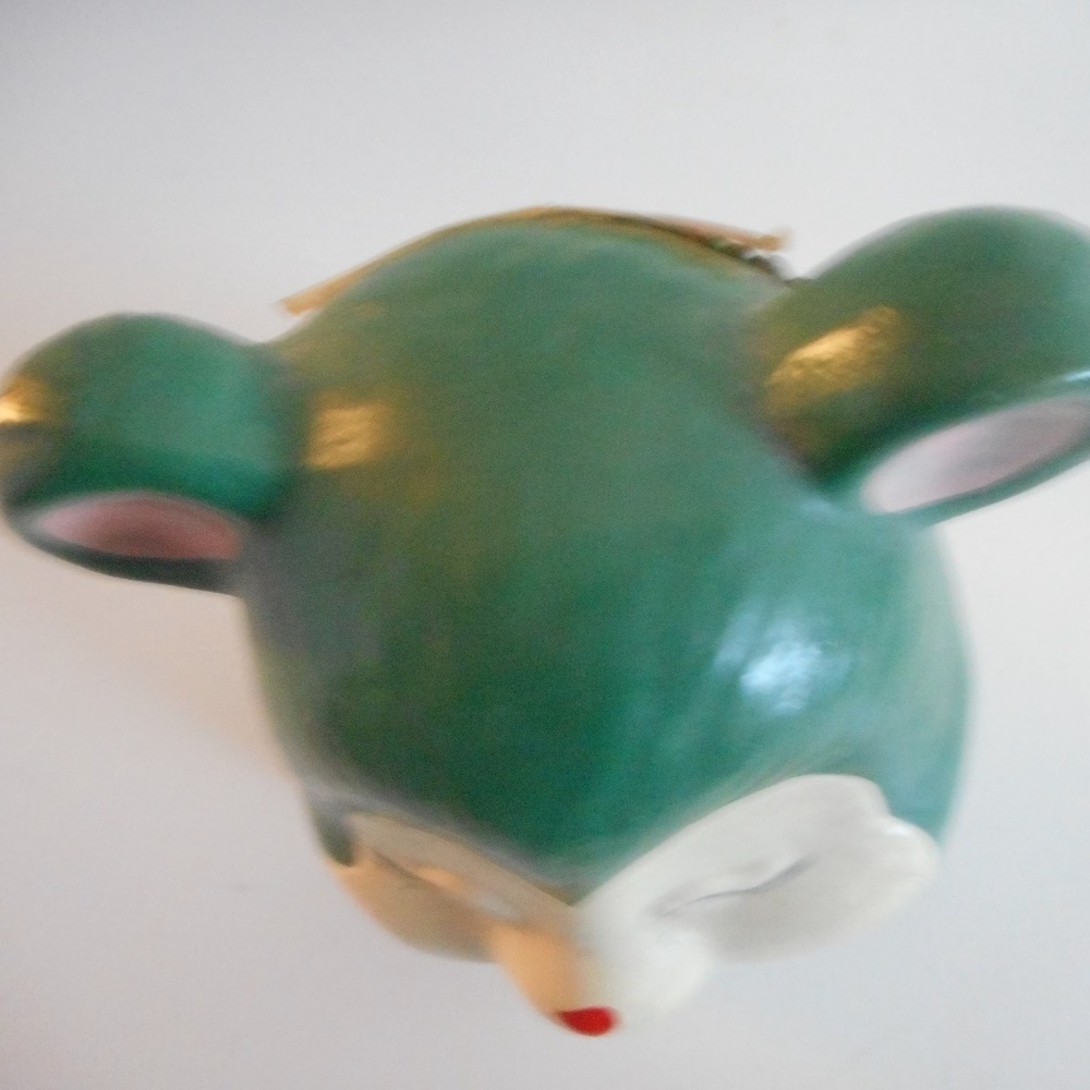 Vintage Chalkware or ceramic Green Bear Bank Shamrock - Picture 5 of 7